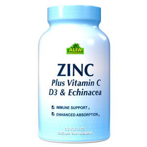 Zinc + Vitamin C & D Powerful Formula - Immune Support - Enhanced Absorption - 120 Caplets