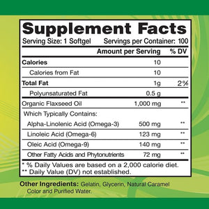 Alfa 369 - Omega 369 - Organic Flax Oil 1000 mg - 100 softs