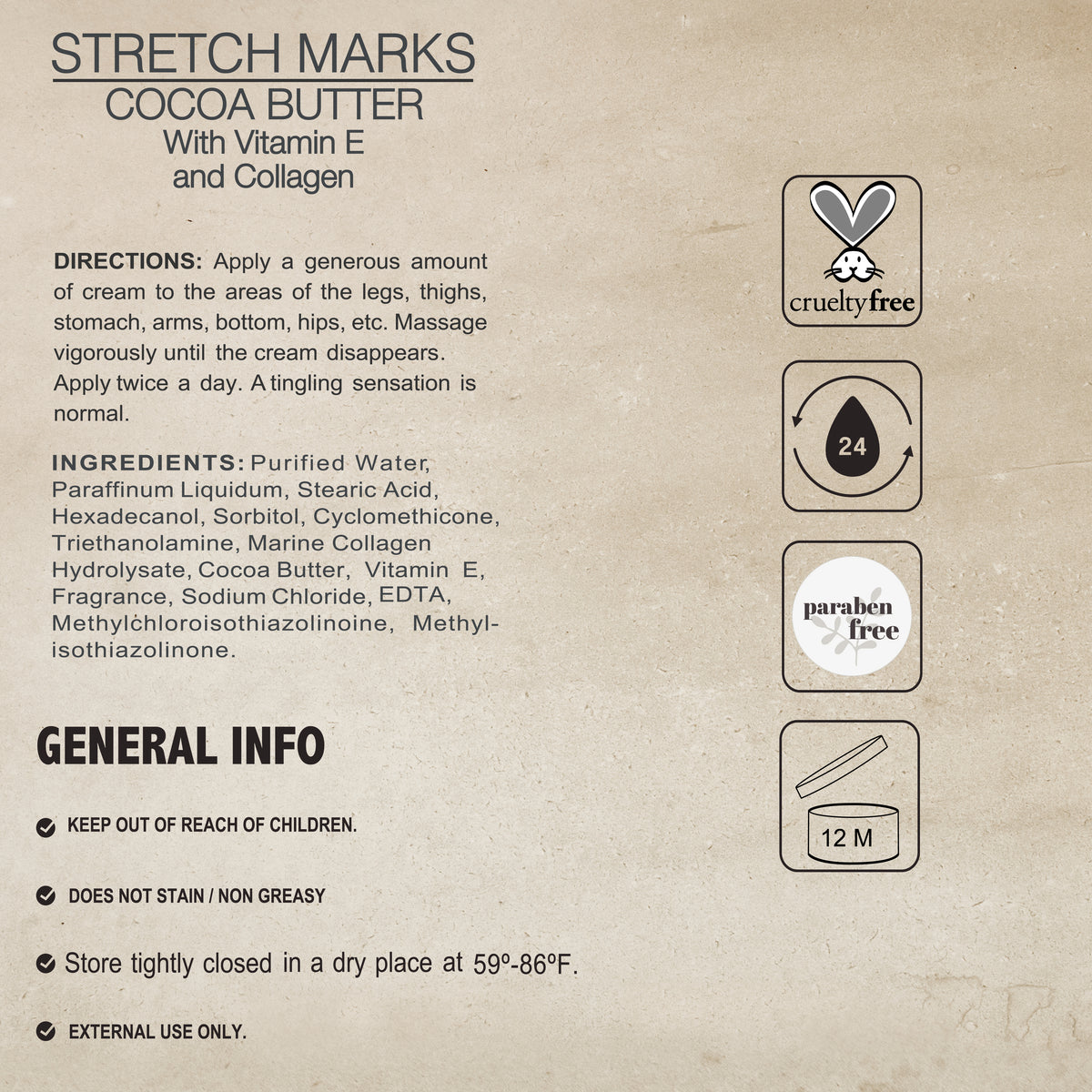 Stretch Marks Cocoa Butter & Vitamin E Collagen Alfa Vitamins Store