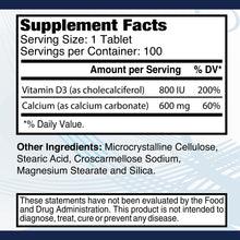 Calcium Carbonate 600 mg + Vitamin D - 100 tablets