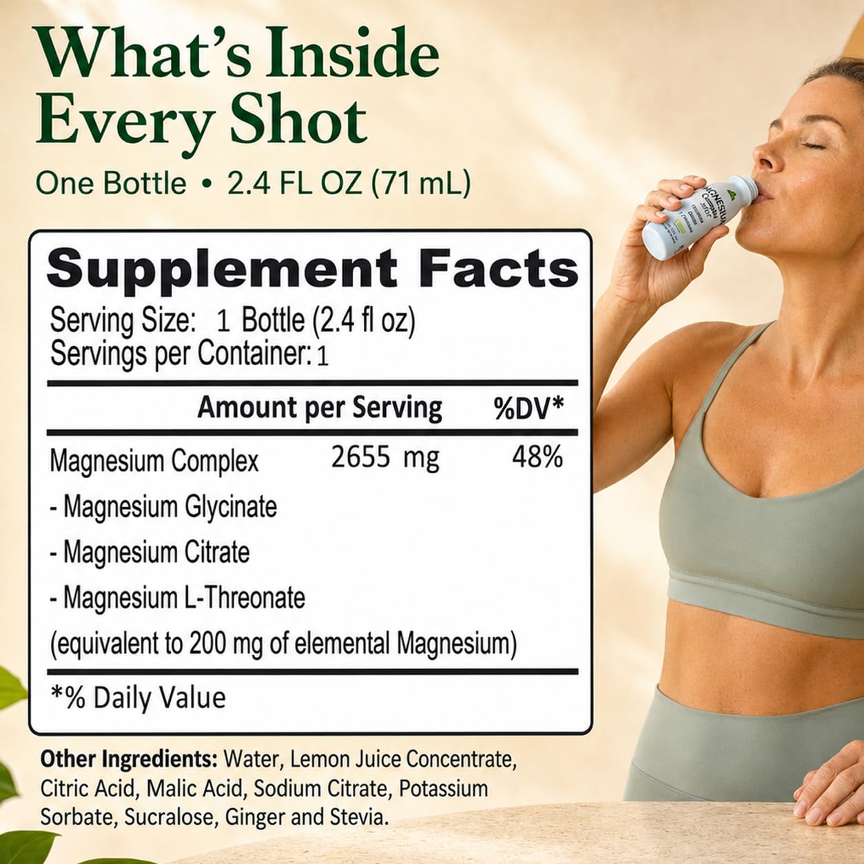 Supplement Facts and ingredients for Alfa Vitamins Magnesium Complex Shot Lemon