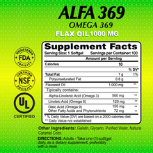 Alfa 369 - Omega 369 - Organic Flax Oil 1000 mg - 100 softgels