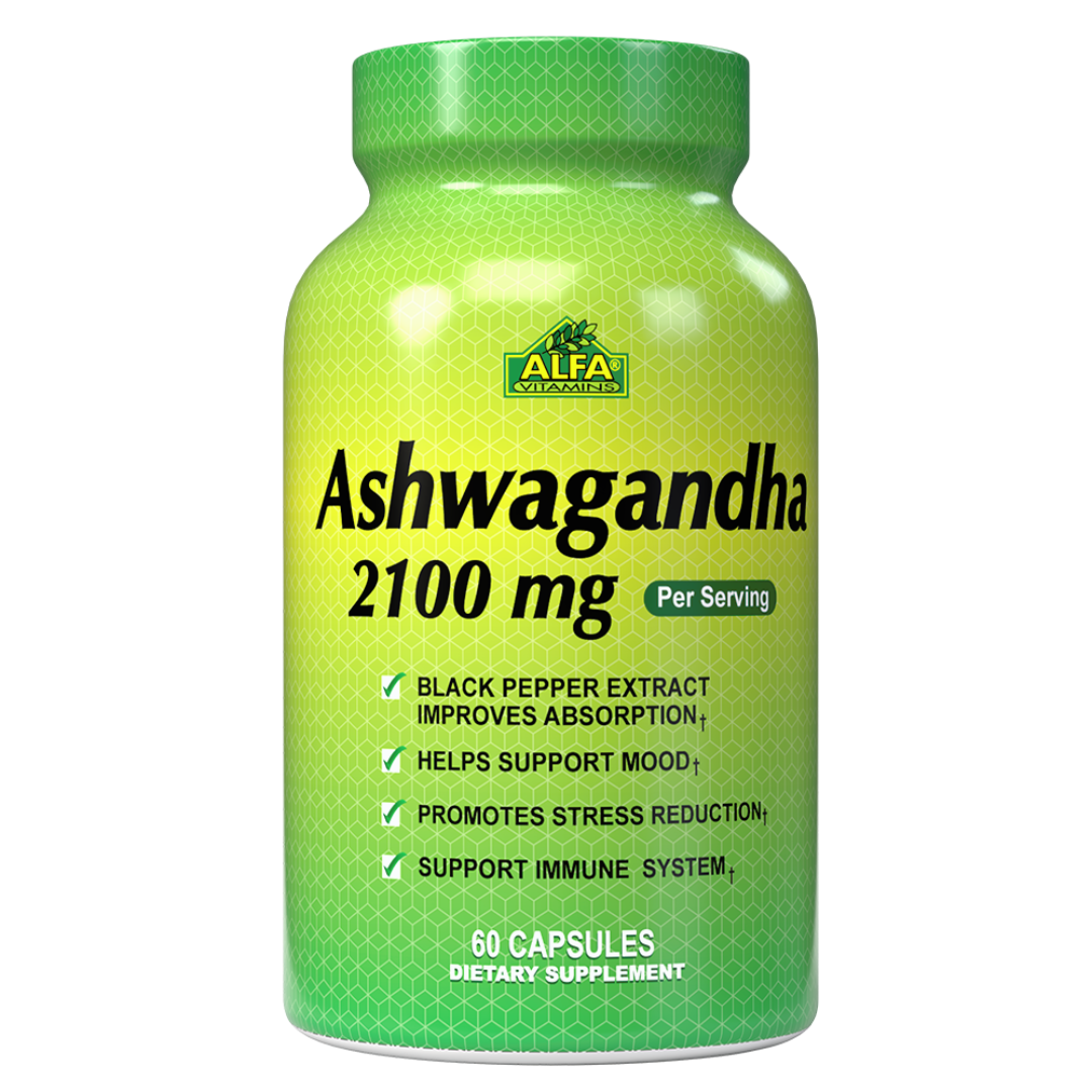 Ashwagandha 2,100 mg - 60 Capsules – Alfa Vitamins Store