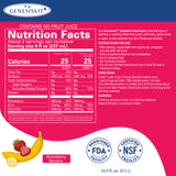 Nutrition Facts panel for Genesisvit Electrolyte Hydration Strawberry Banana flavor.