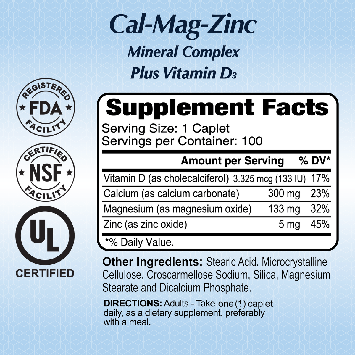 Calcium Magnesium Zinc Supplement - 100 Tablets – Alfa Vitamins Store