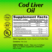 Cod Liver Oil - Fish Liver Oil 1250 IU - 100 softgels