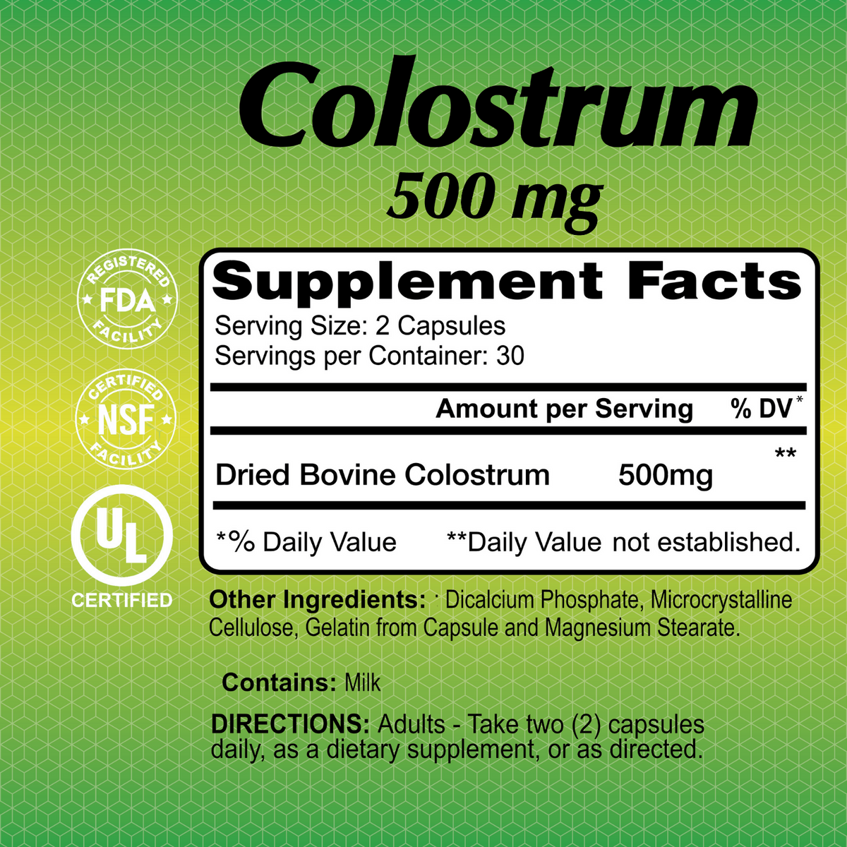 Colostrum 500 mg - 60 capsules – Alfa Vitamins Store