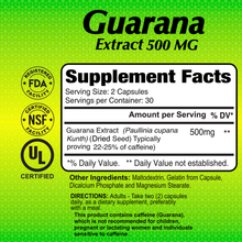 Guarana 500MG - 60 Capsules