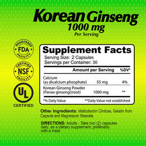 Korean Ginseng 1000 mg - 60 capsules