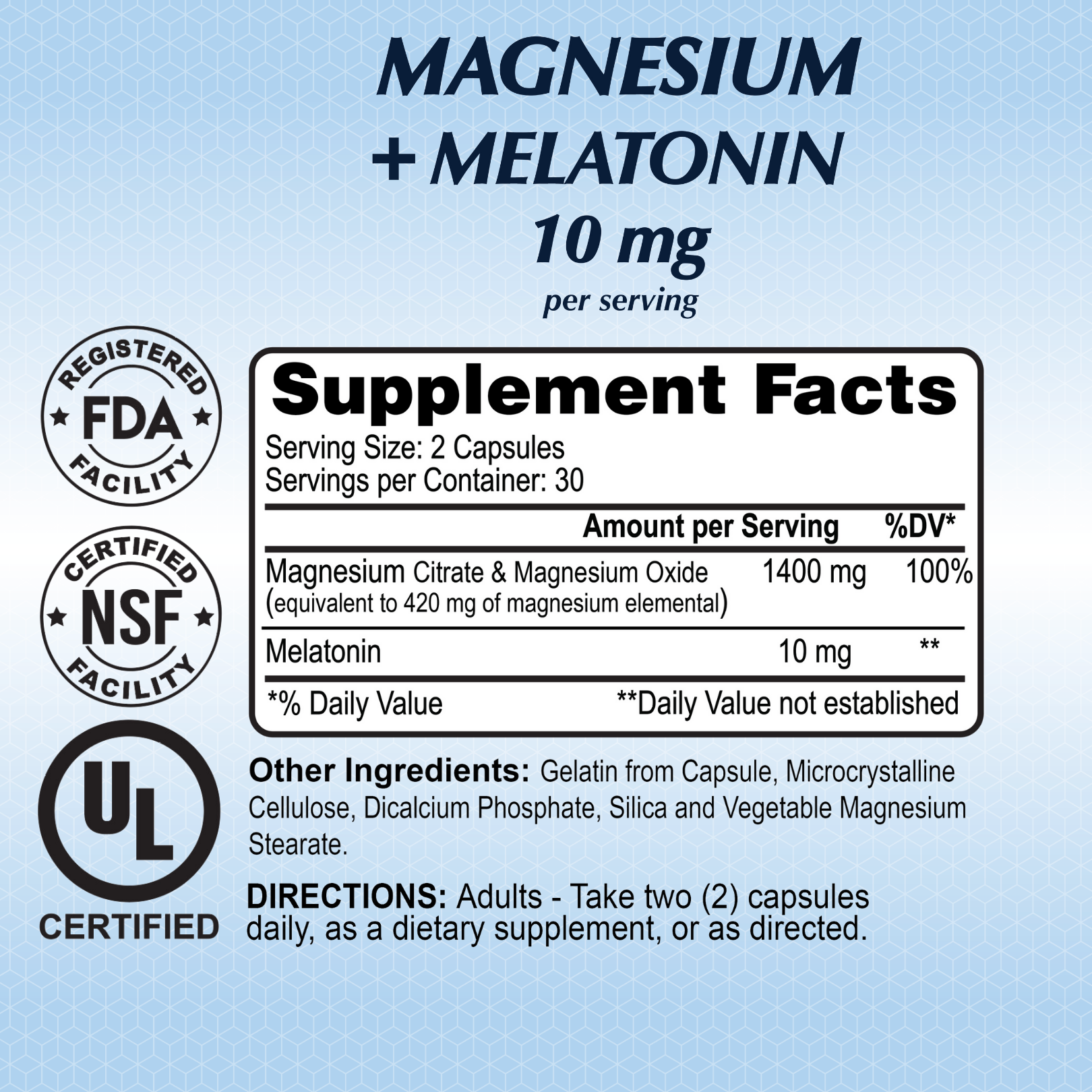 Magnesium Plus Melatonin 10mg - 60 capsules – Alfa Vitamins Store