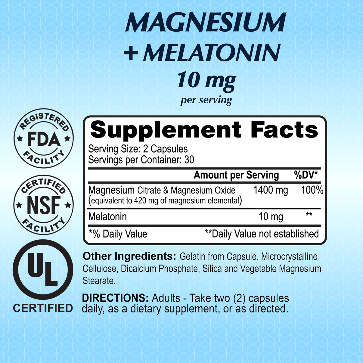Magnesium Plus Melatonin 10mg - 60 capsules – Alfa Vitamins Store - Melatonin Supplement Dosage