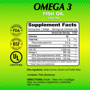 Omega 3 Fish Oil 1000 mg - 100 softgels