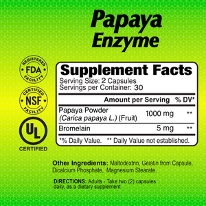 Papaya Enzyme - 1000mg - 60 capsules