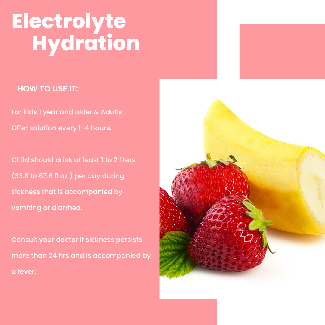 How-to-use graphic for Genesisvit Electrolyte Hydration Strawberry Banana flavor.