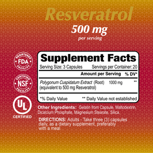 Resveratrol 500 mg - 60 capsules