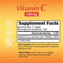 Vitamin C 500 mg -100 Tablets - 2 Pack