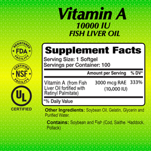 Vitamin A Fish Liver Oil - 100 softgels