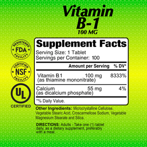 Vitamin B1 100 mg - 100 tablets