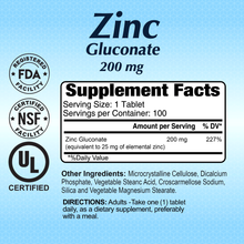 Zinc Gluconate 200 mg - 100 tablets