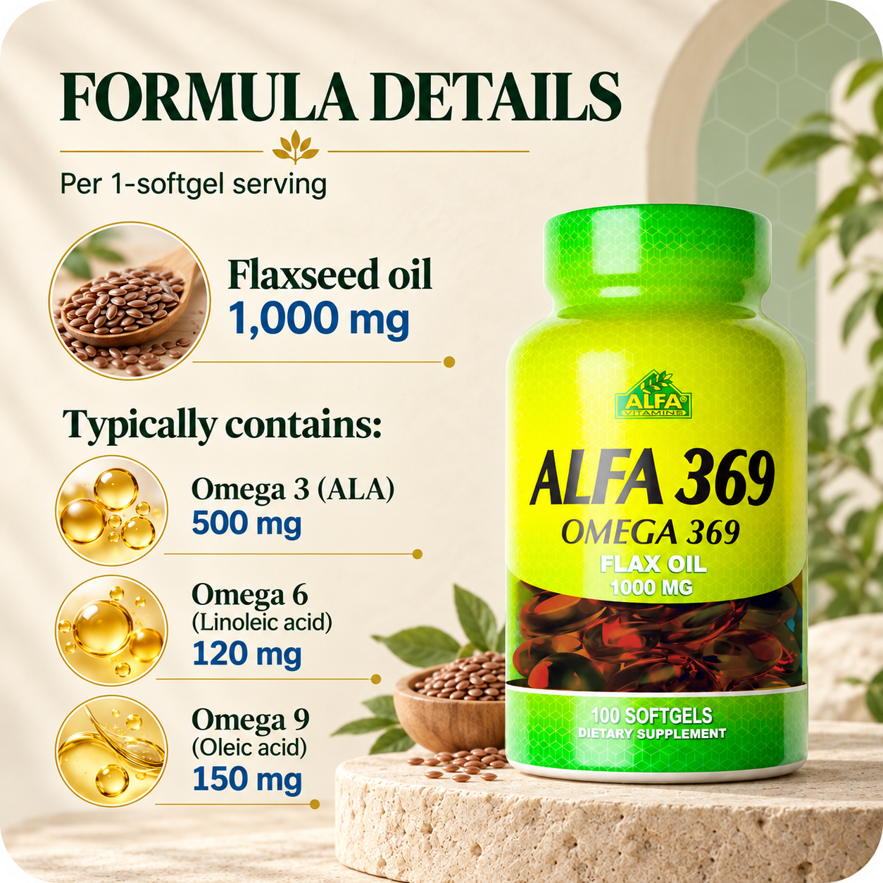 Alfa 369 formula with authentic 100-softgel packaging