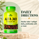 Alfa 369 directions with authentic 100-softgel packaging