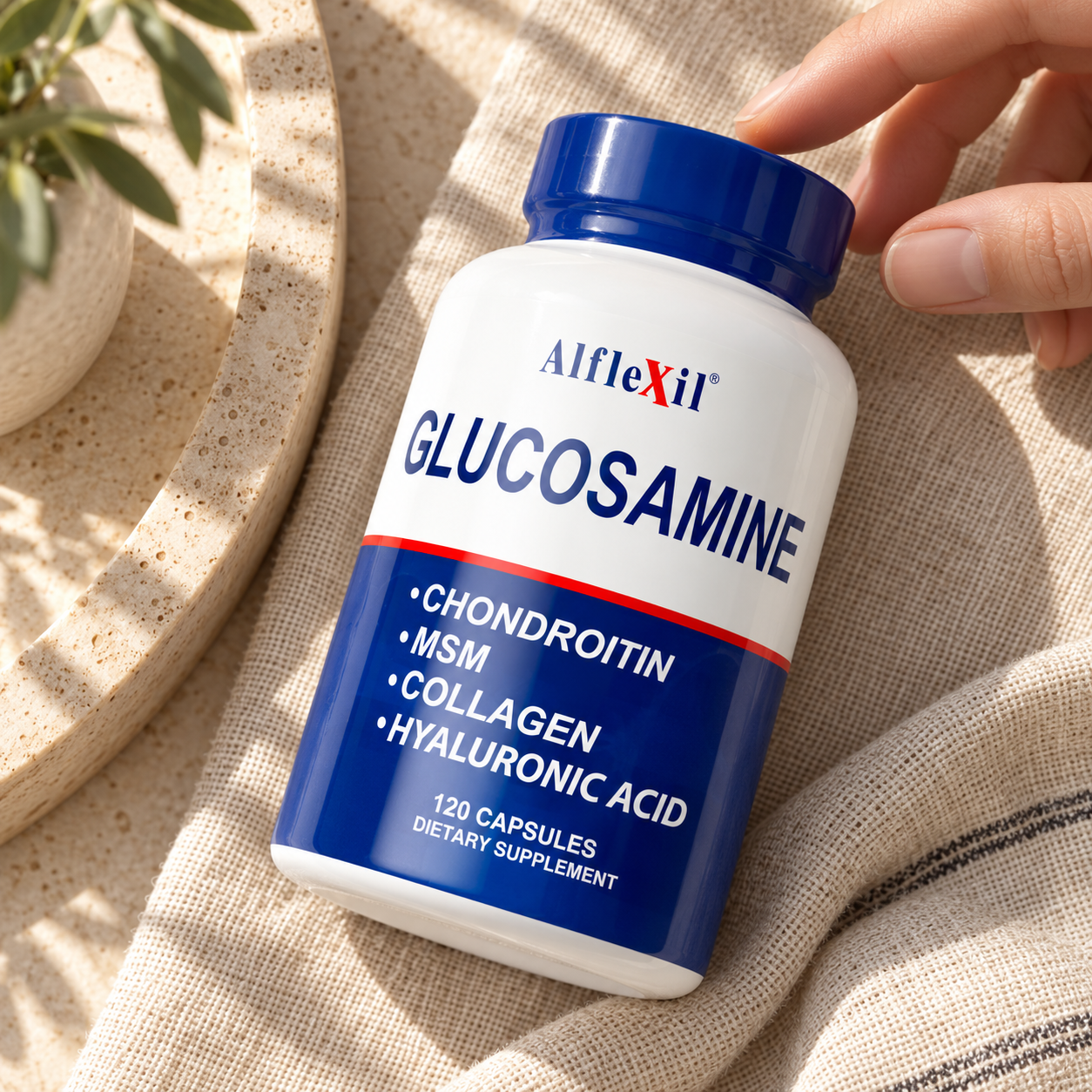 Alflexil® - Glucosamine Chondroitin MSM Collagen-120 capsules — packaging detail