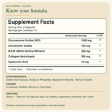 Alflexil Supplement Facts: four capsules per serving, 15 servings per bottle.