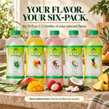 Five Aloe Vera Drink flavor options in 34 fl oz bottles; choose a flavor for your six-pack.