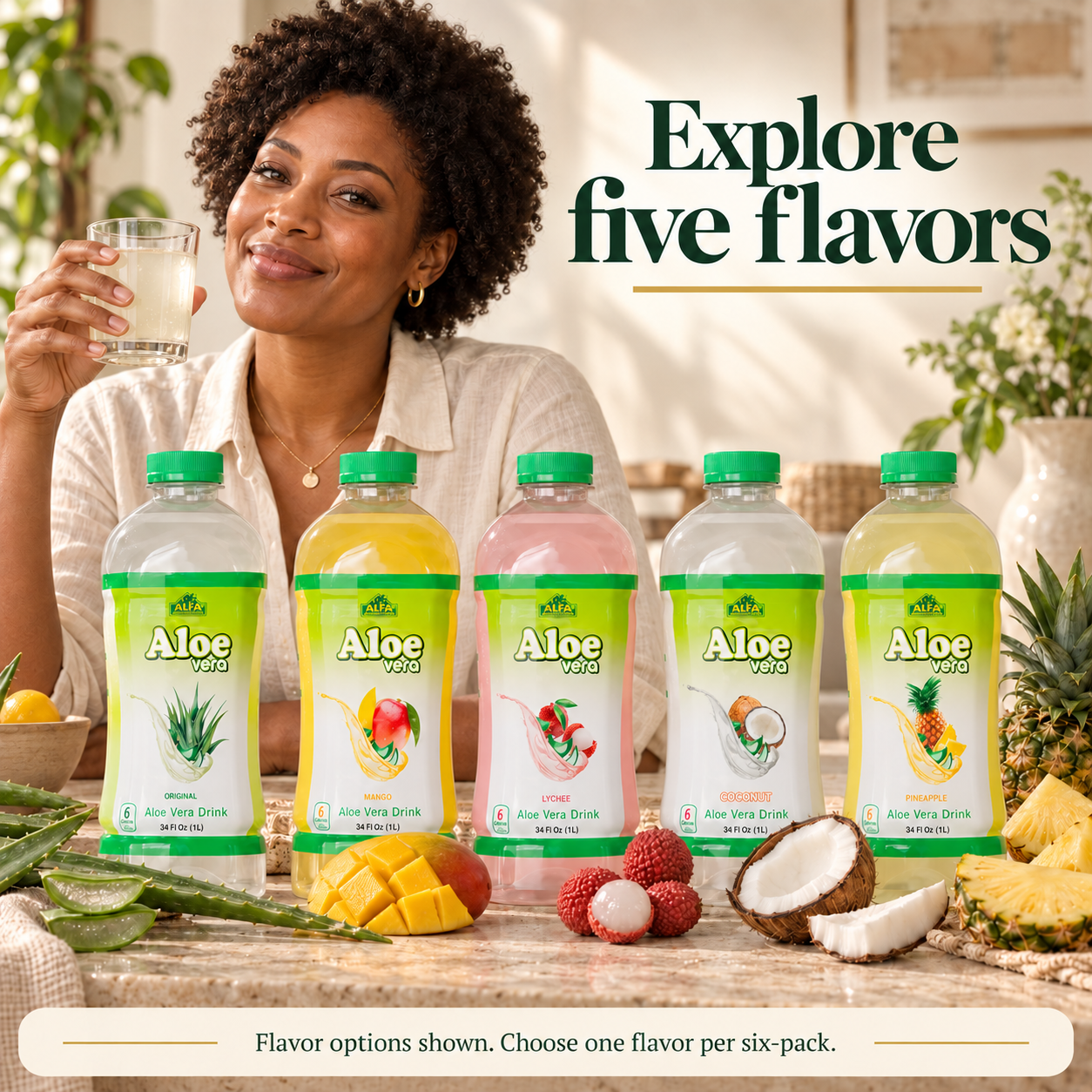 Aloe Vera Drink flavor options in an everyday setting.