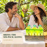 Aloe Vera Drink pineapple six-pack in an outdoor picnic lifestyle scene