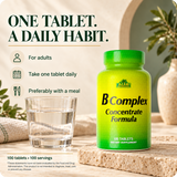 B Complex directions: adults take one tablet daily, preferably with a meal.