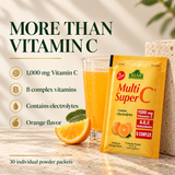 Alfa Multi Super C orange-flavored powder with 1,000 mg Vitamin C, B complex vitamins and electrolytes