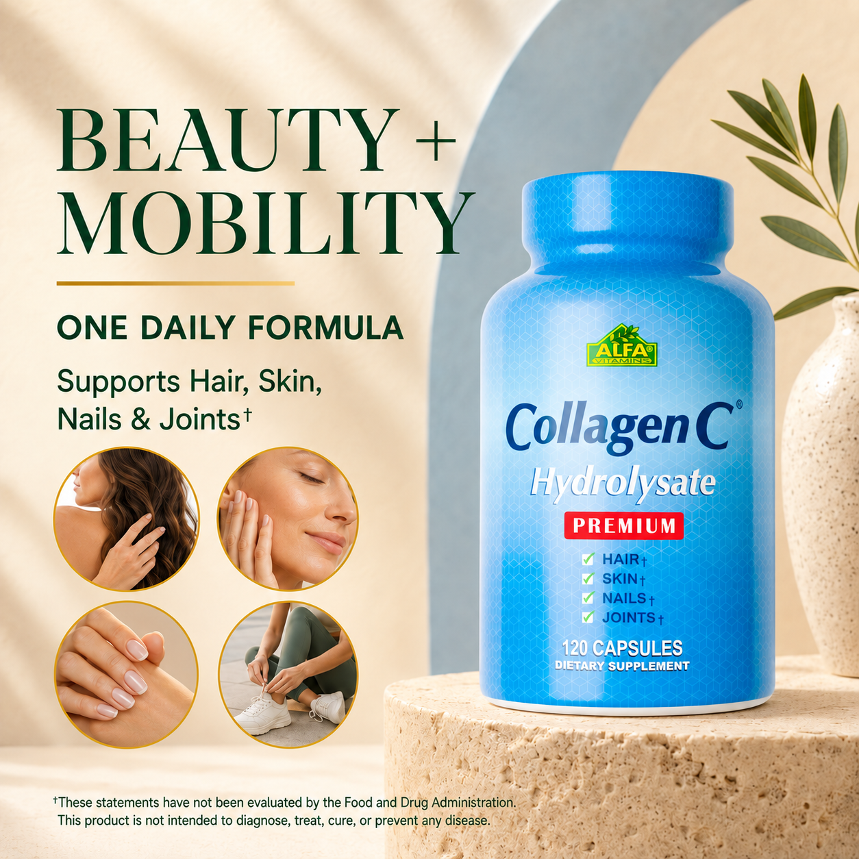 Alfa CollagenC Premium 120 capsules with support for hair, skin, nails and joints
