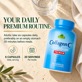 CollagenC Premium directions: six capsules daily preferably on an empty stomach 30 minutes before meals, with 20 servings per bottle