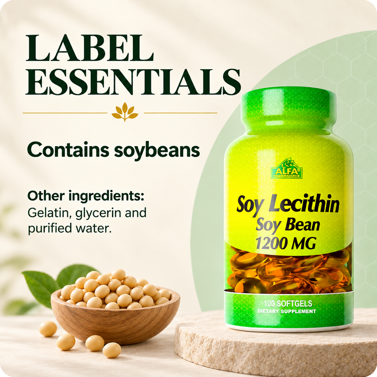 Alfa Vitamins Soy Lecithin — label essentials