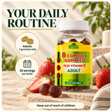 Adults: two gummies daily; 30 servings per bottle.