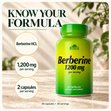 Berberine HCL: 1200 mg per two-capsule serving