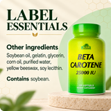 Beta Carotene other ingredients and soybean statement.