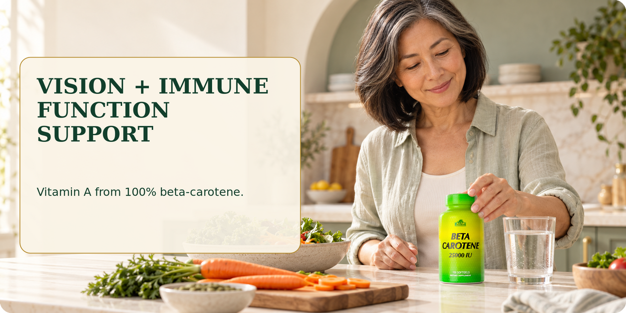 Alfa Vitamins Beta Carotene shown in an everyday meal routine.