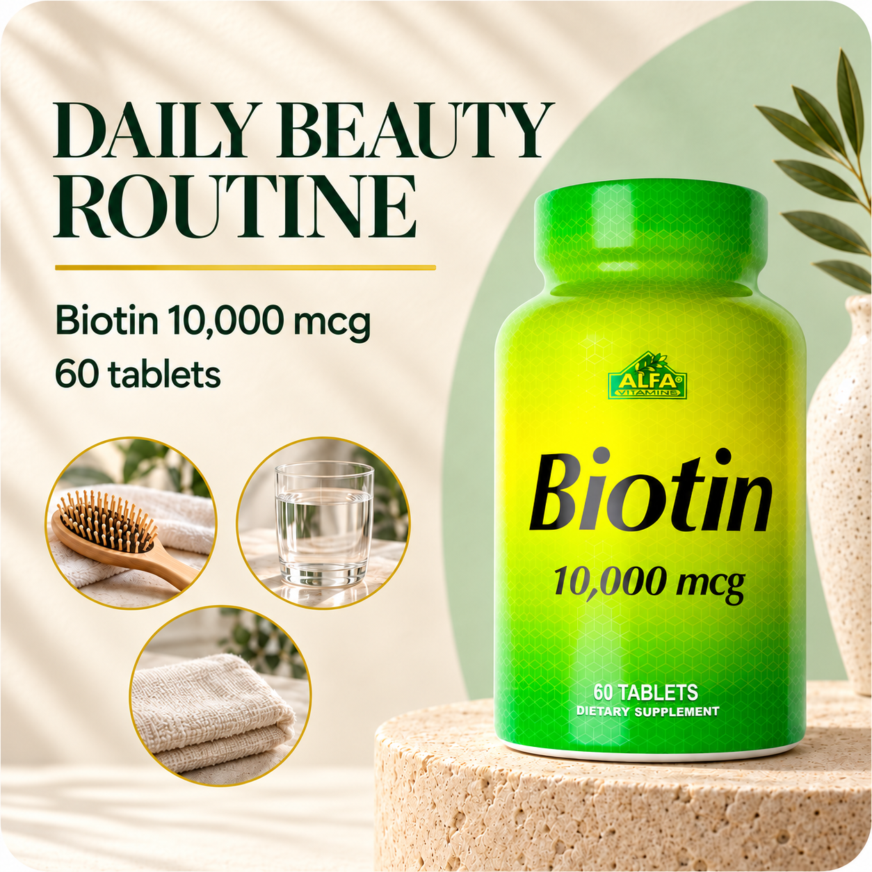 Alfa Vitamins Biotin 10000 mcg — rounded supporting image 1
