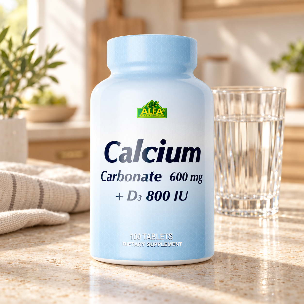Calcium Carbonate 600 mg + Vitamin D - 100 tablets