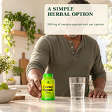 Cascara Sagrada 500 mg shown as a simple herbal option.