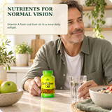 Cod Liver Oil with vitamin A for normal vision in an everyday routine.