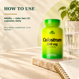 Colostrum existing directions: adults take two capsules daily.