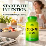 Alfa CoQ-10 bottle in a natural morning setting