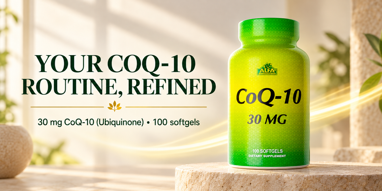Alfa Vitamins CoQ-10 30 mg, 100-softgel routine hero