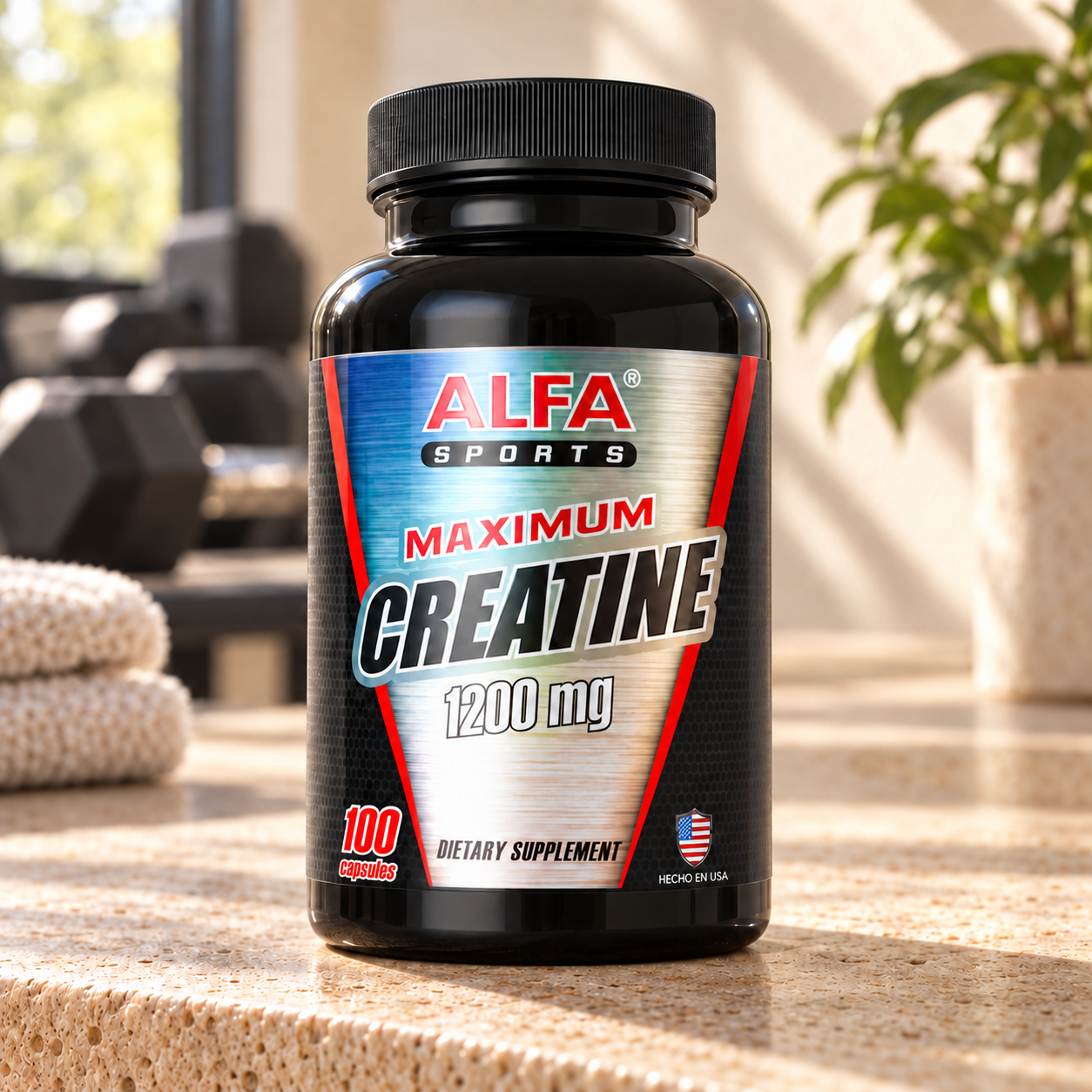 Alfa Sports Maximum Creatine – 1,200 mg per Serving – 100 Capsules