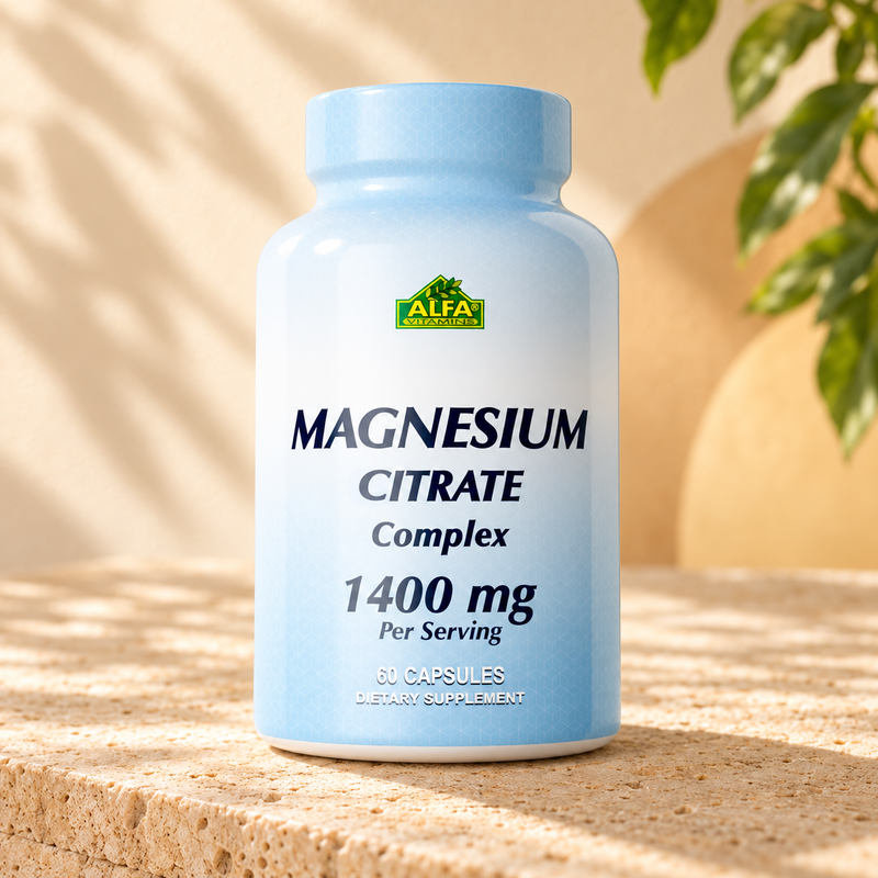 Magnesium Citrate Complex 1400mg – Natural Calm, Digestion & Relaxation – 60 Capsules
