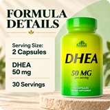 DHEA 50 mg formula details from the verified label.