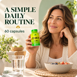 Adult holding Alfa DHEA in a natural morning routine.